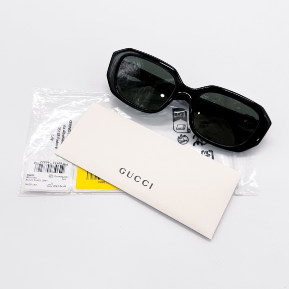 NEW GUCCI GG1535S 001 GEOMETRIC BLACK GREY WOMEN SUNGLASSES GUCCI - Picture 13 of 14